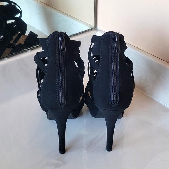 Charlotte Russe Black Suede Caged Heels - Picture 3 of 10